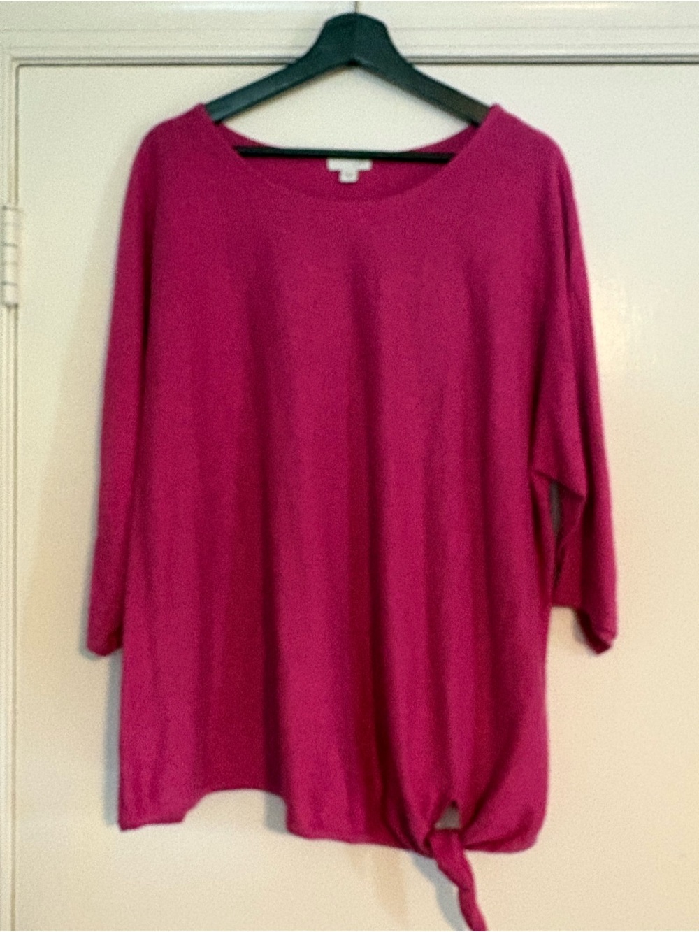 J.Jill NWOT Fuchsia Pink Tie Hem Knit Top 3/4 Sleeve XL